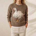 Cashmere Sweater Brown with Goose