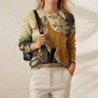 Cashmere Sweater Cream with Fox Design