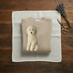 Cashmere Sweater Cream with White Poodle