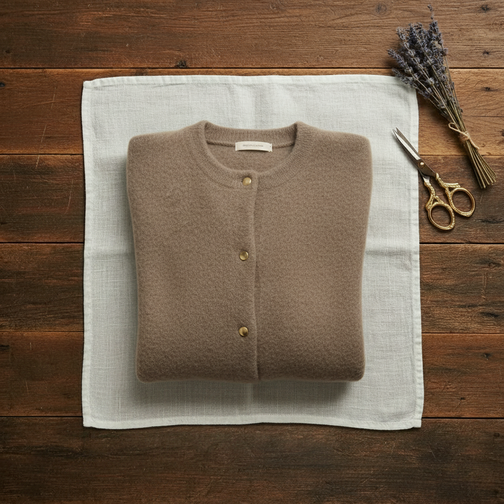Cashmere Crew Neck Button Cardigan