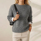 Heather Cloud Crewneck Chunky Grey Knit Pullover