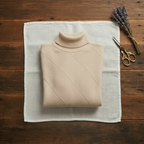 Cashmere Turtleneck Sweater with Diamond Knit