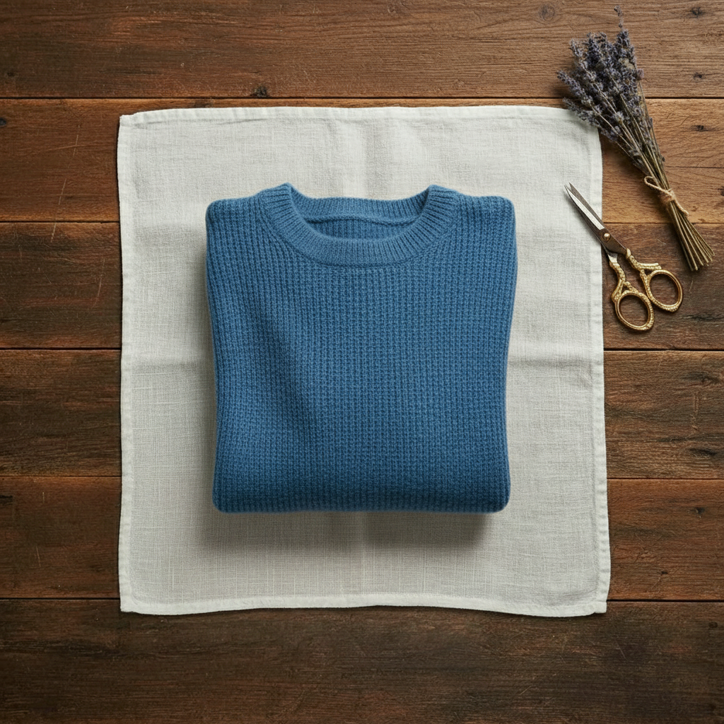 Cashmere Crewneck Sweater with Striped Knit