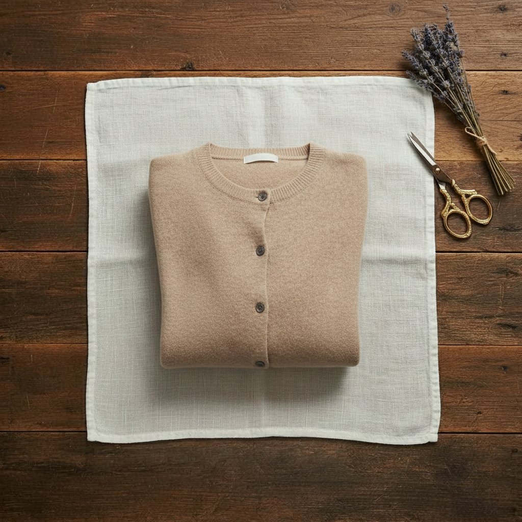 Cashmere Crew Neck Button Cardigan