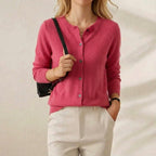 Cashmere Crew Neck Button Cardigan