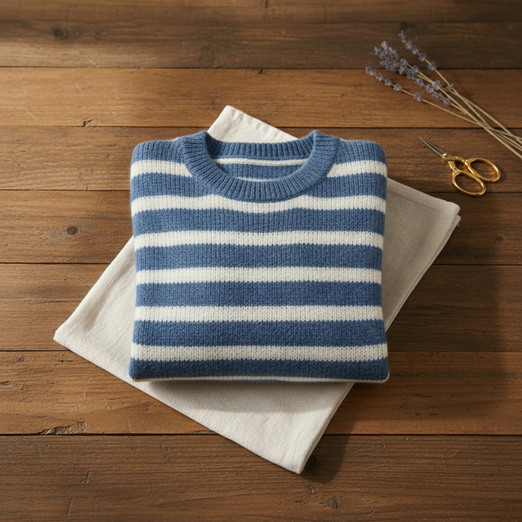 Cashmere Sweater with Horizontal Stripes