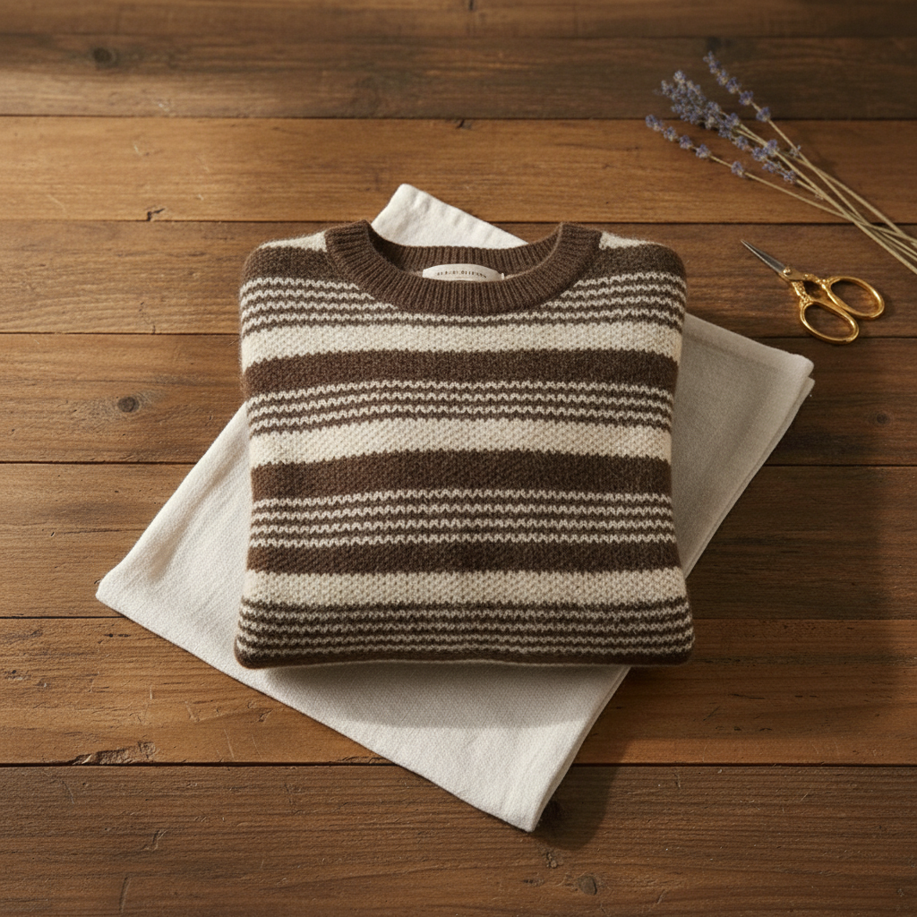 Cashmere Sweater with Horizontal Stripes