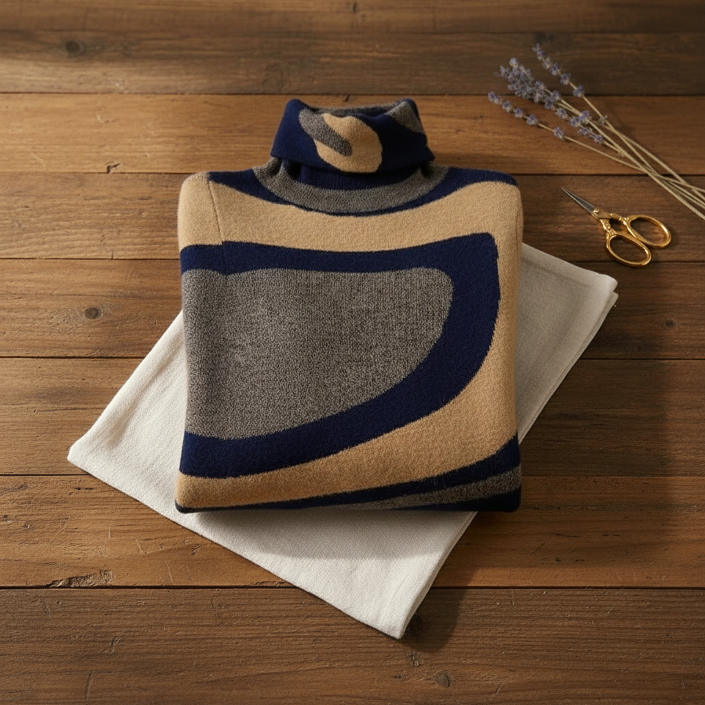 Cashmere Sweater with Abstract Swirl