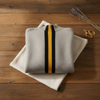 Cashmere Sweater Black with Yellow Stripe Accents