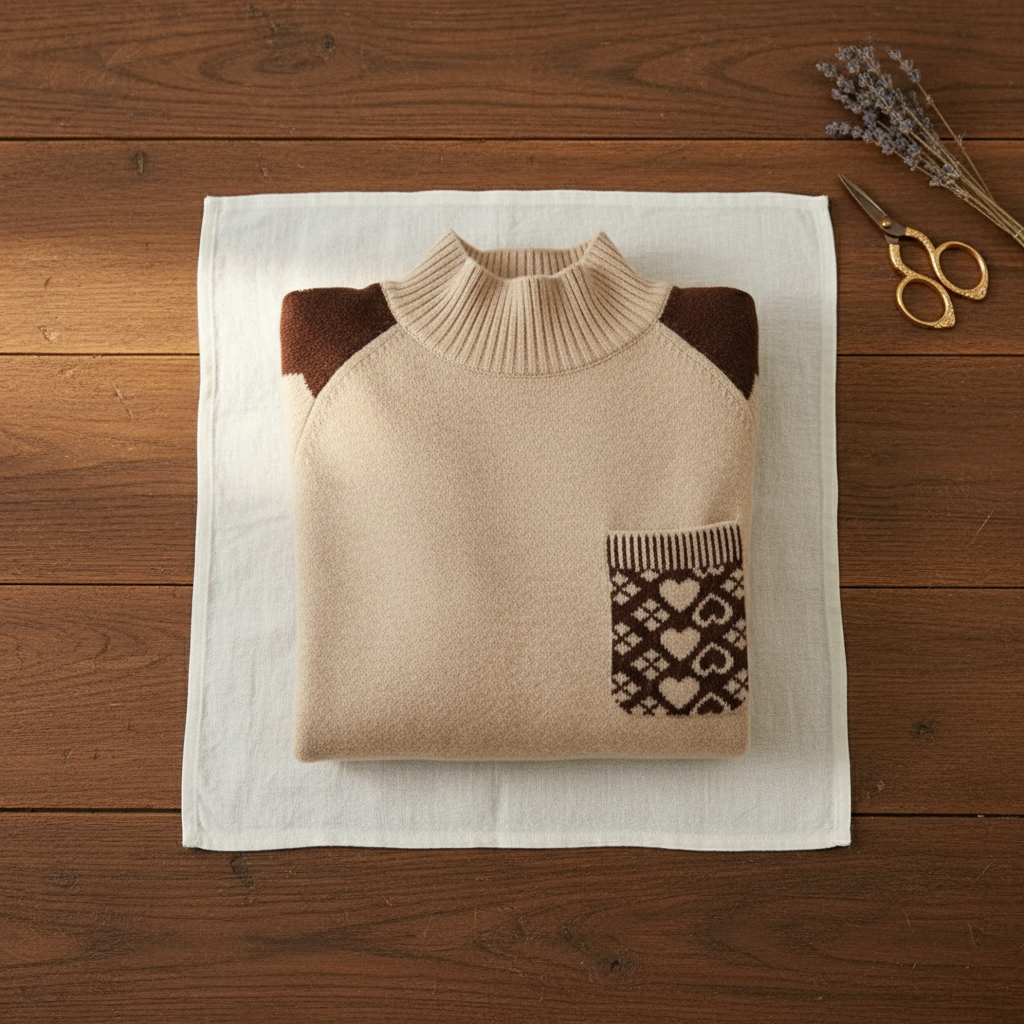Cashmere Sweater with Quilted Pocket