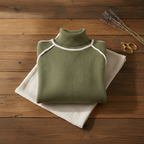 Cotton Turtleneck Sweater with Stripes