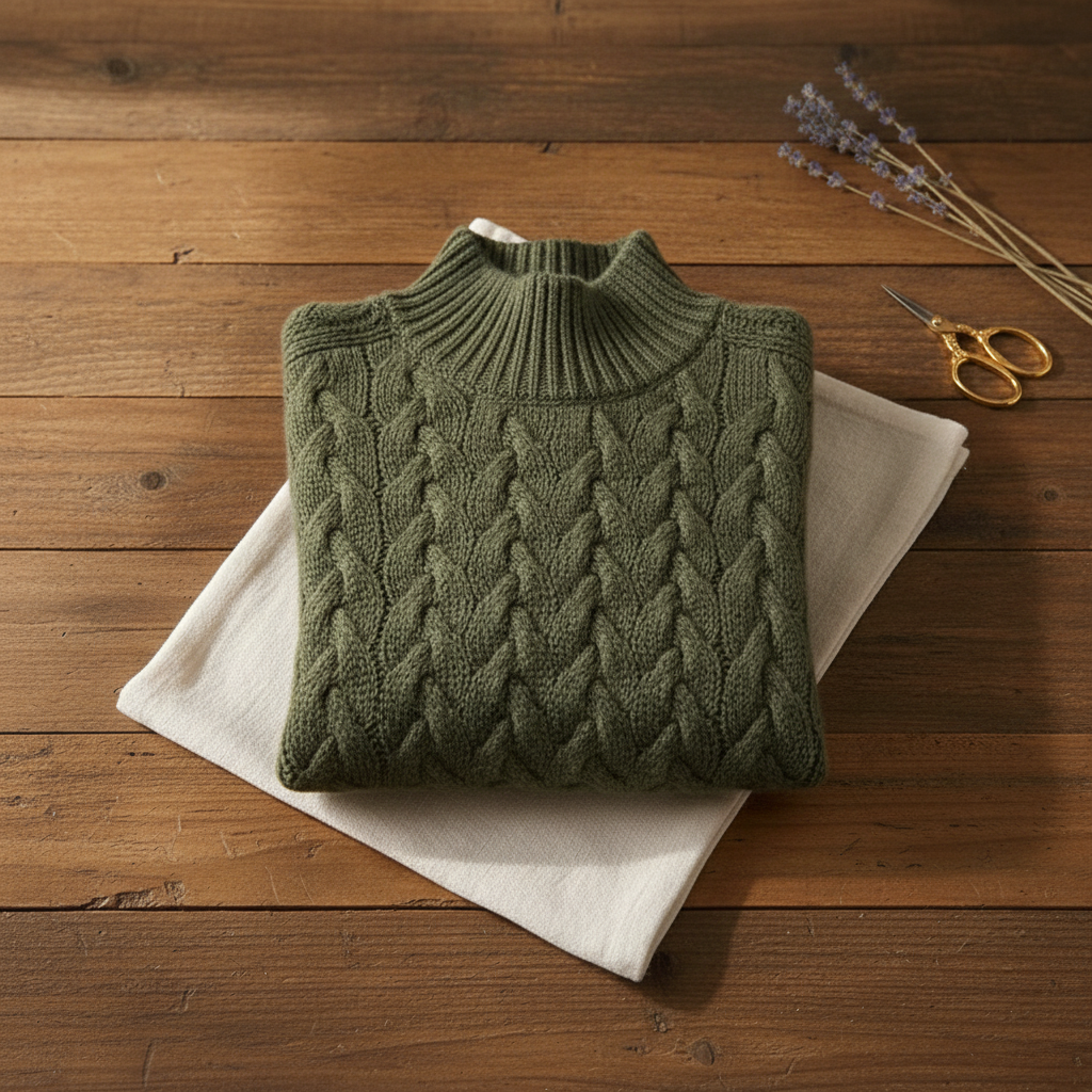 Cotton Cable Knit Turtleneck
