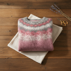 Cotton Mohair Sweater Pink with Nordic Yoke