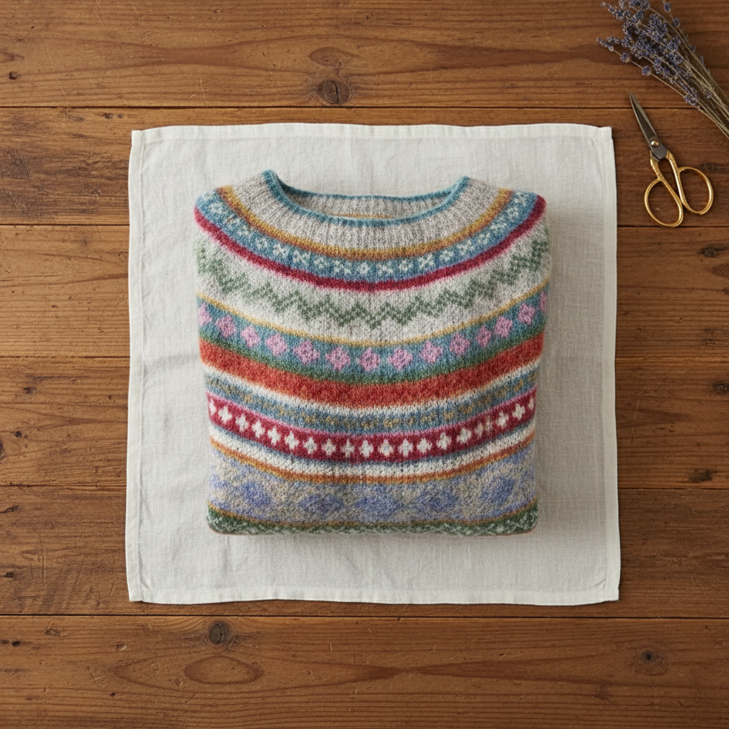 Cotton Sweater with Multi-Color Ethnic Stripes