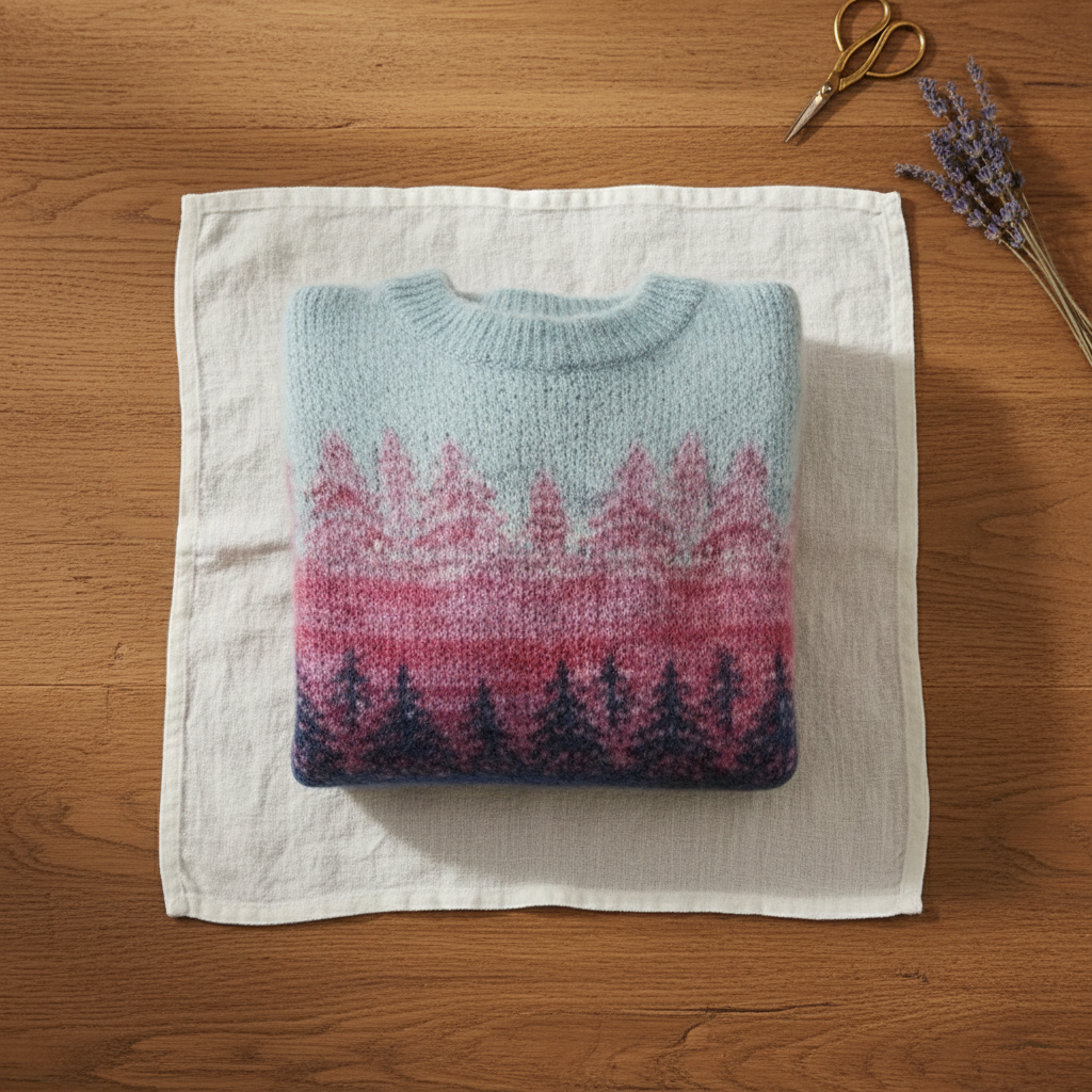 Cotton Sweater with Gradient Ombre Pink-Purple