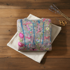 Cotton Sweater with Abstract Pattern Pink-Turquoise