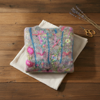 Cashmere Sweater with Abstract Pattern Pink-Turquoise