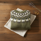 Cashmere Sweater Olive with Sheep Pattern