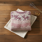 Cashmere Mohair Sweater Pink with Reindeer Pattern