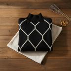 Cashmere Sweater with Diamond Chain Pattern