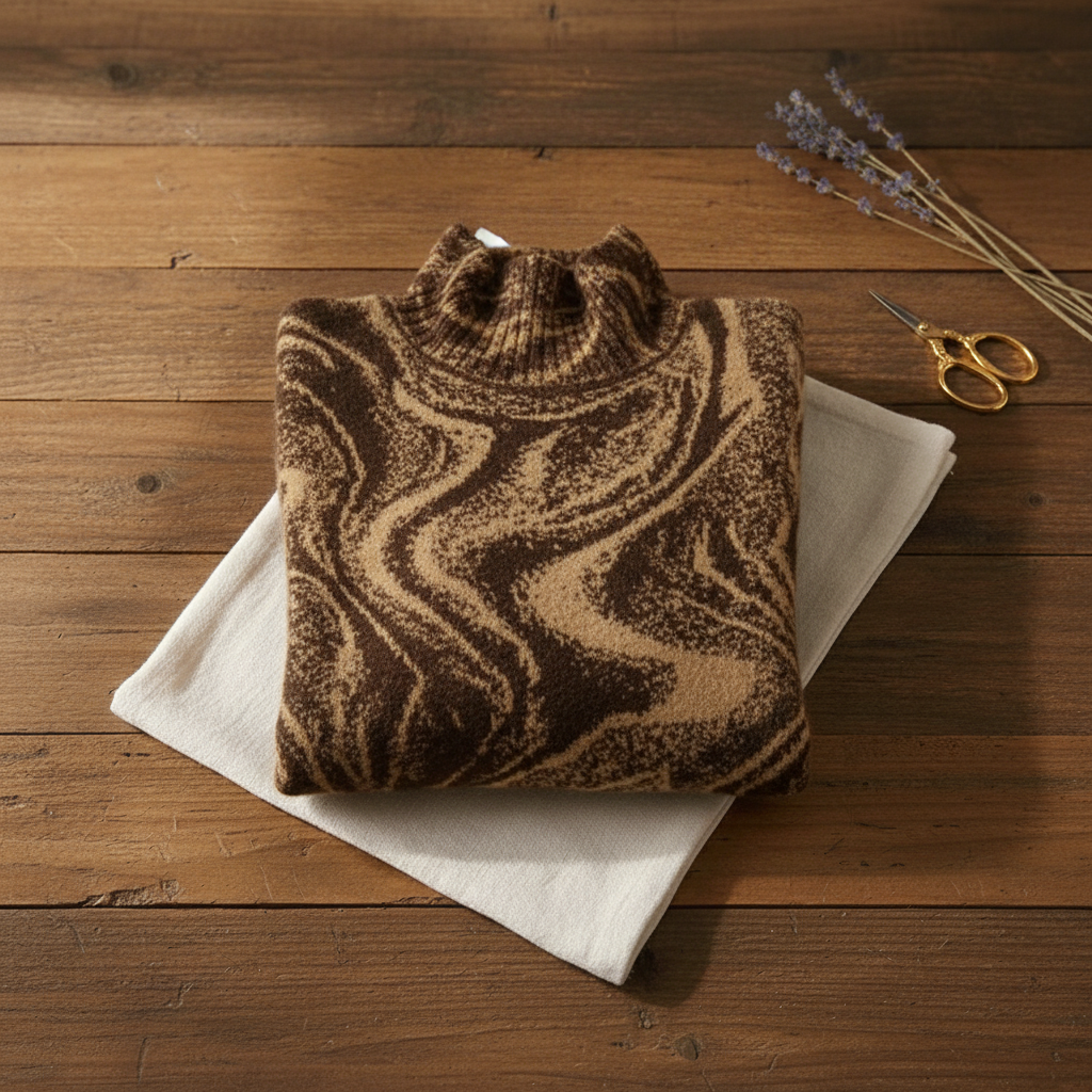 Cashmere Turtleneck with Swirl Pattern