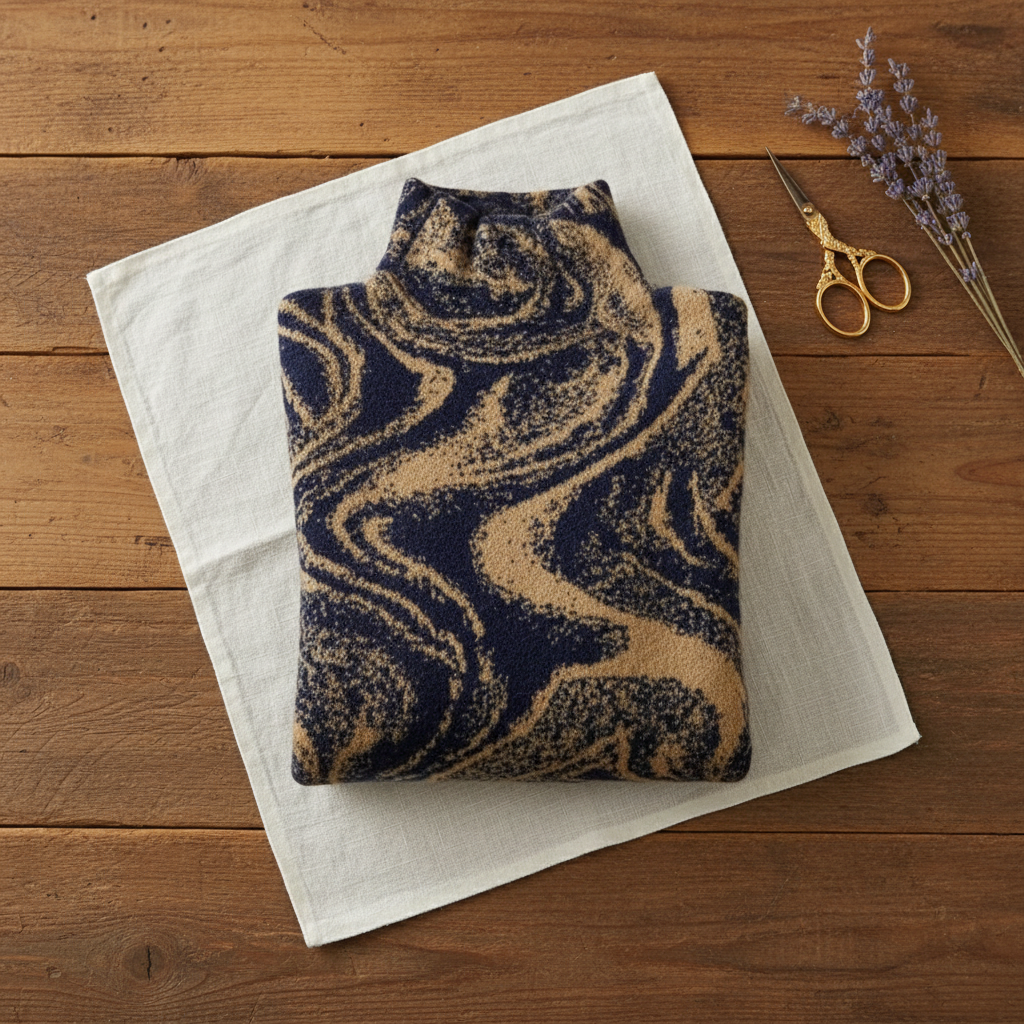 Cashmere Turtleneck with Swirl Pattern