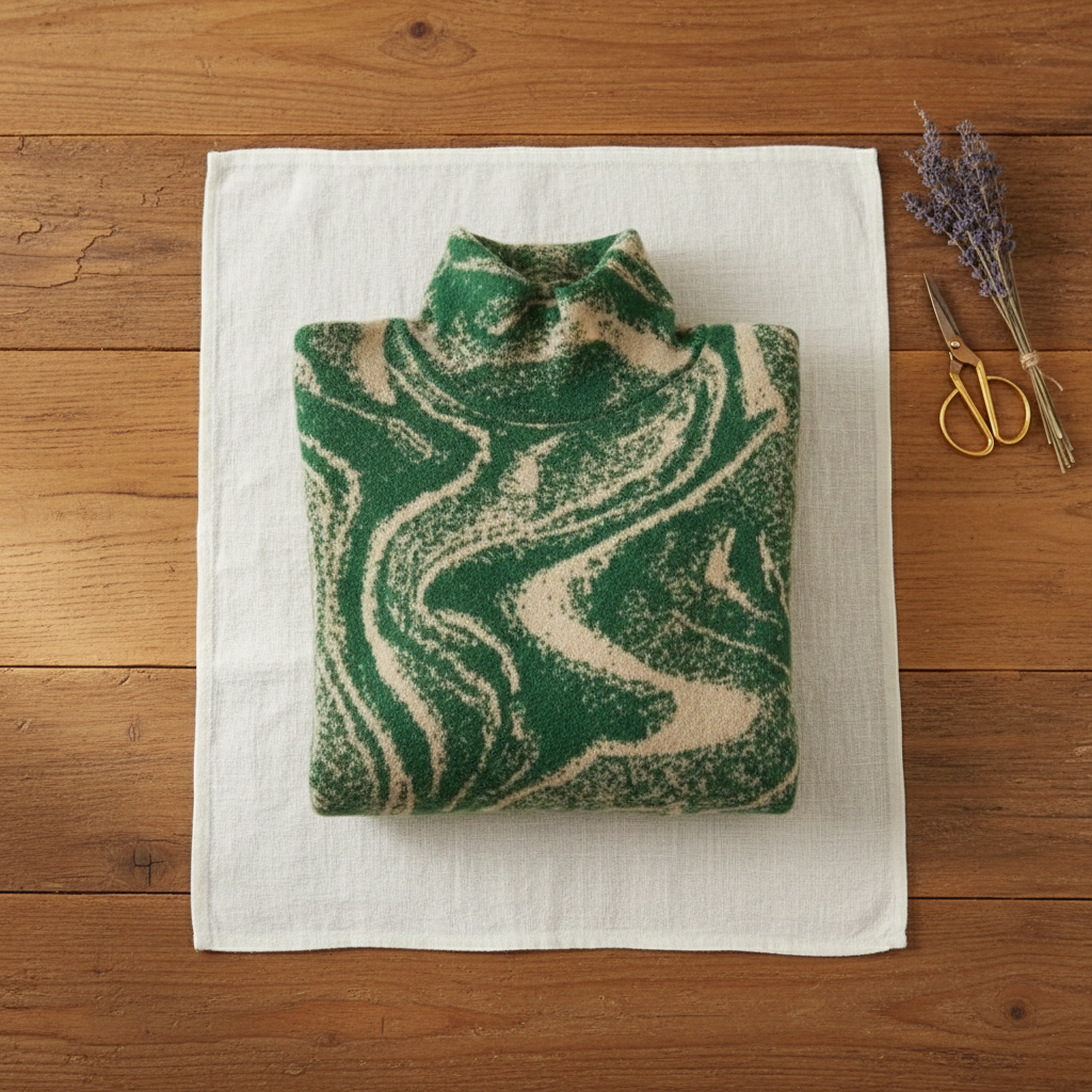 Cashmere Turtleneck with Swirl Pattern