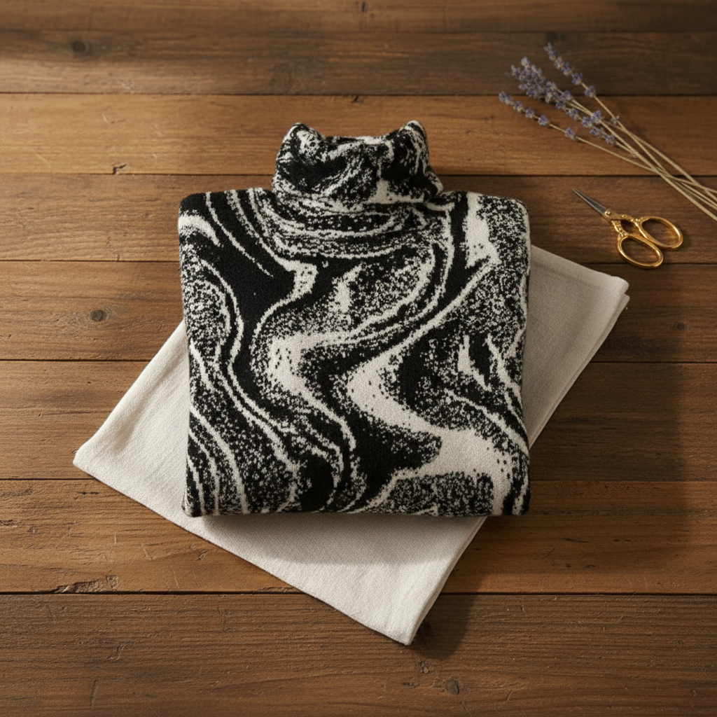 Cashmere Turtleneck with Swirl Pattern