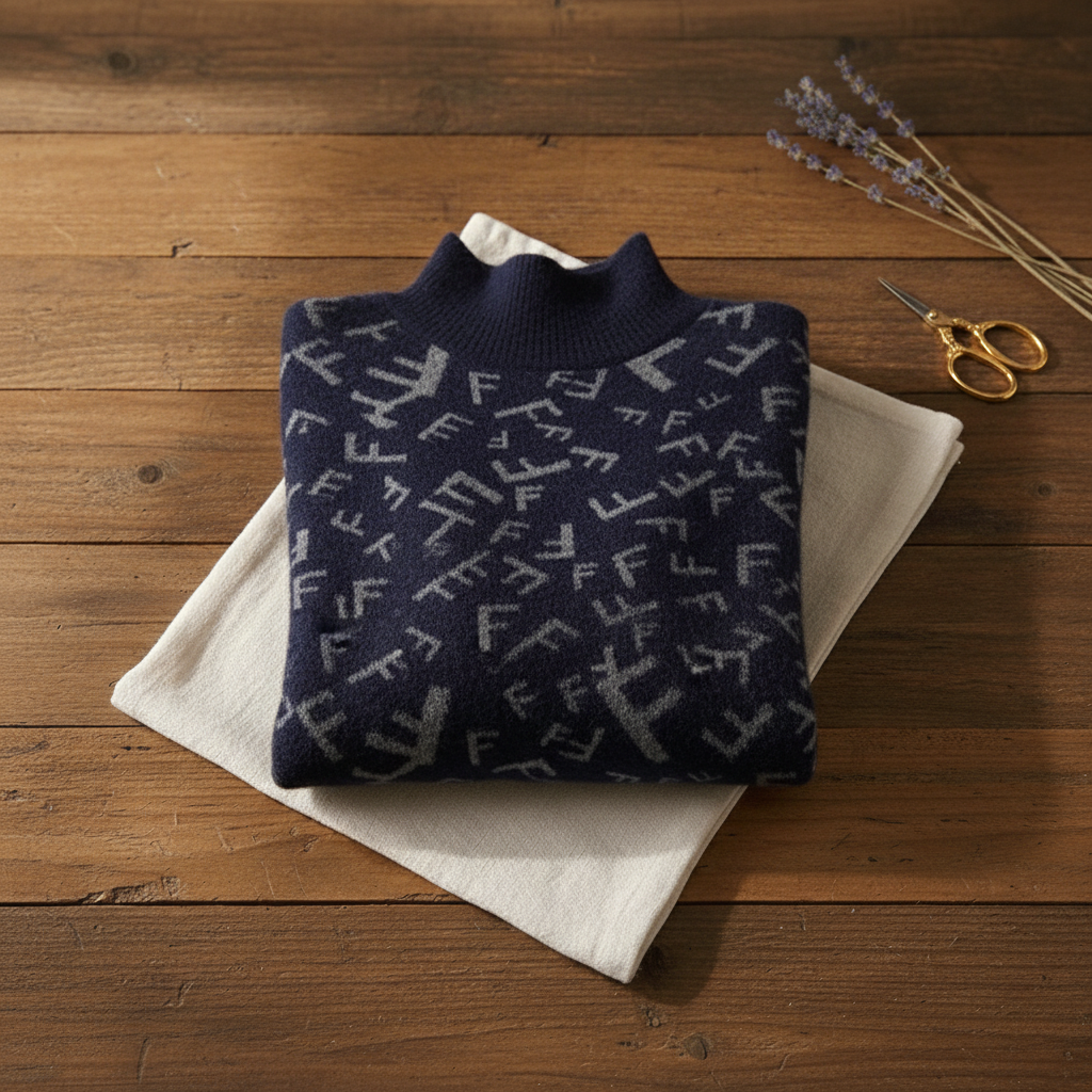 Cashmere Sweater with F-Pattern