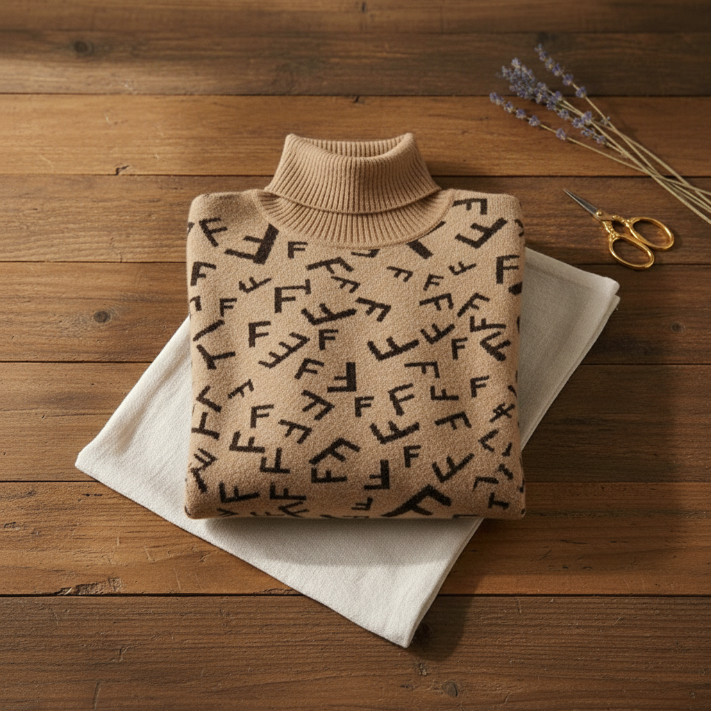 Cashmere Sweater with F-Pattern