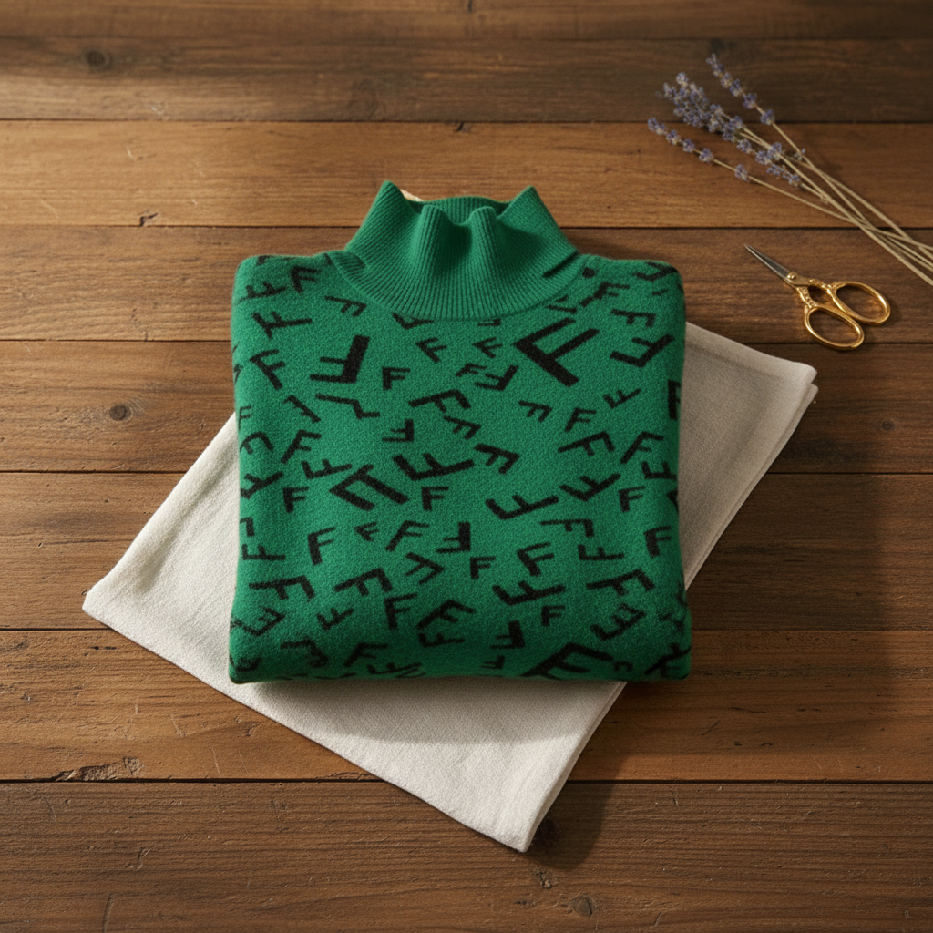 Cashmere Sweater with F-Pattern