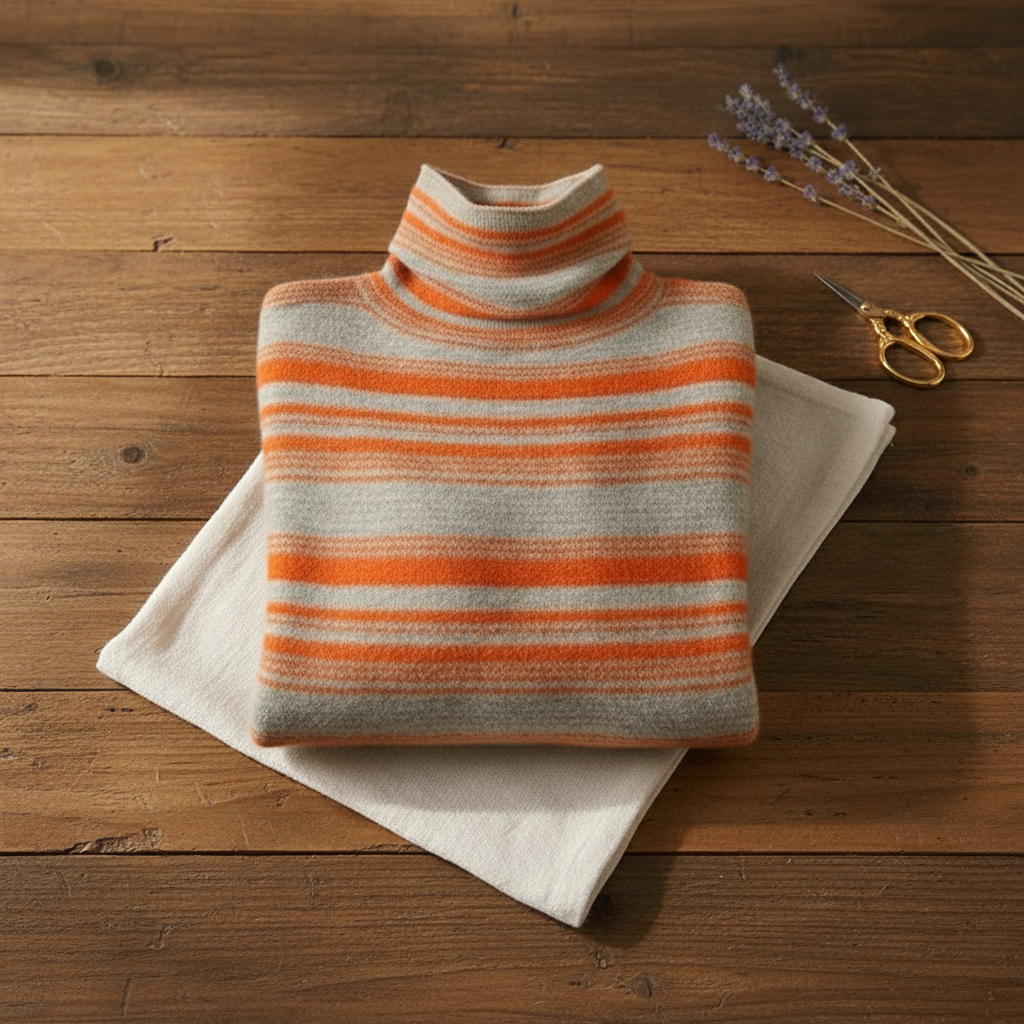Cashmere Sweater with Horizontal Stripes