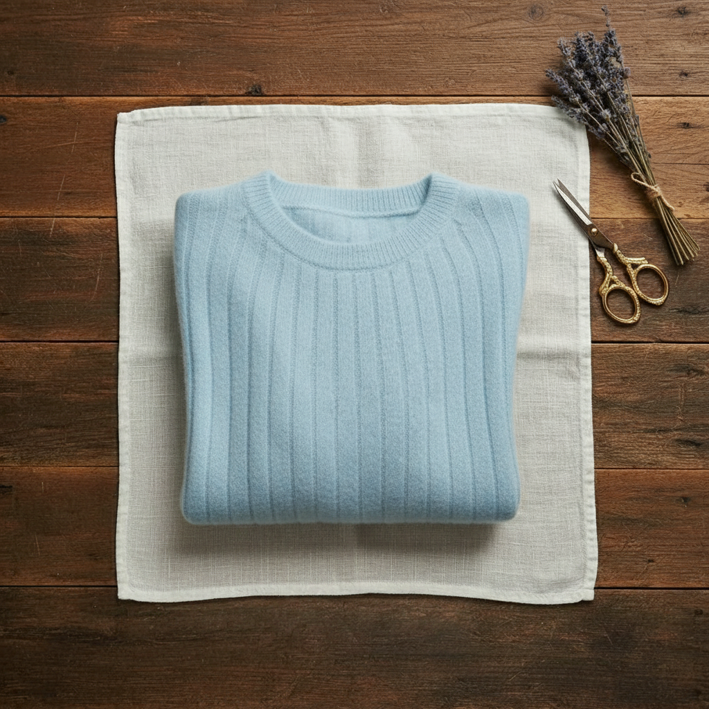 Cashmere Crewneck Sweater with Striped Knit