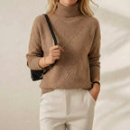 Cashmere Turtleneck Sweater with Diamond Knit