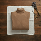 Cashmere Turtleneck Sweater with Diamond Knit