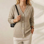 Latte Diamond Cardigan Oatmeal Cable Knit Button-Up Cardigan