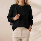 Midnight Black Oversized Chunky Ribbed Crew Neck Sweater