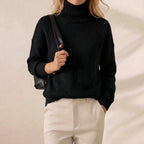 Midnight Warmth Turtleneck Chunky Ribbed Black Pullover