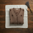 Cashmere V-Neck Cardigan with Embroidered Accents