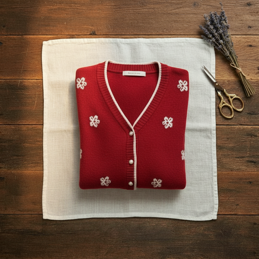 Cashmere V-Neck Cardigan with Embroidered Accents