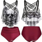 Cristina® | Bikini Set With Playful Lace Design and Unique Skull Motif