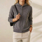 Cashmere Hoodie Cardigan with Button Detail