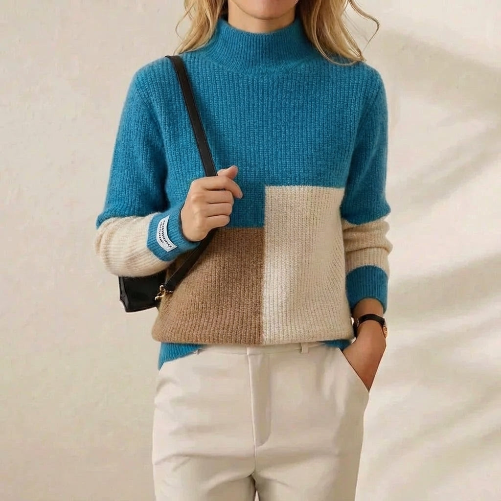 Cashmere Turtleneck Sweater with Horizontal Stripes