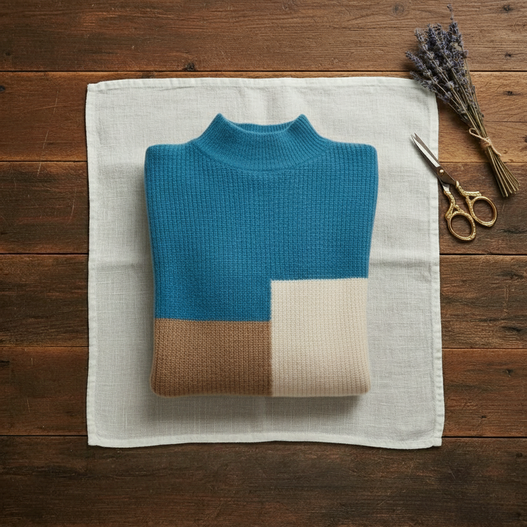 Cashmere Turtleneck Sweater with Horizontal Stripes