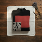 Cashmere Crew Neck Sweater with Color-Block Pattern