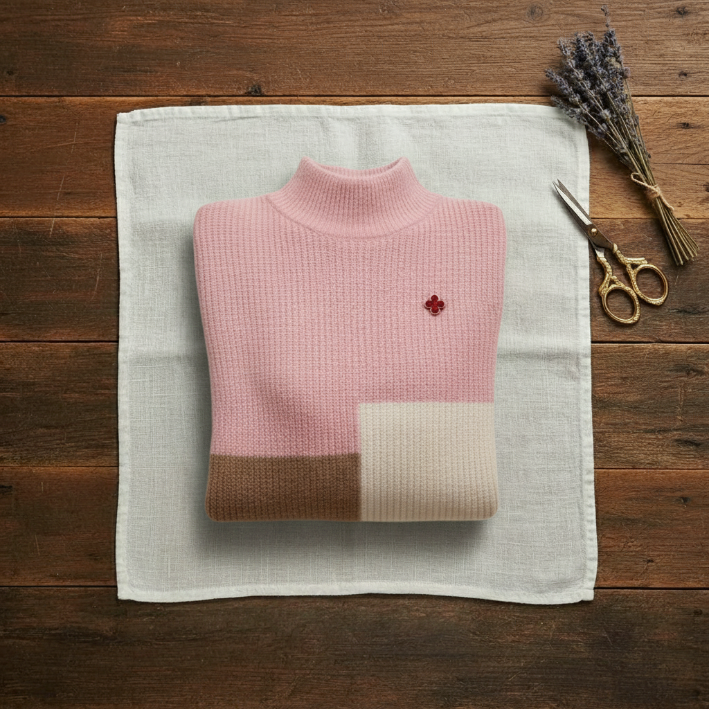 Cashmere Turtleneck Sweater with Horizontal Stripes