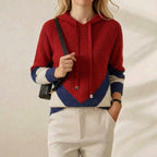 Cashmere Hoodie Sweater with Color-Block Design