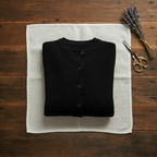 Cashmere Crew Neck Cardigan with Ribbed Knit
