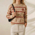 Cashmere Crew Neck Sweater with Fair Isle Pattern