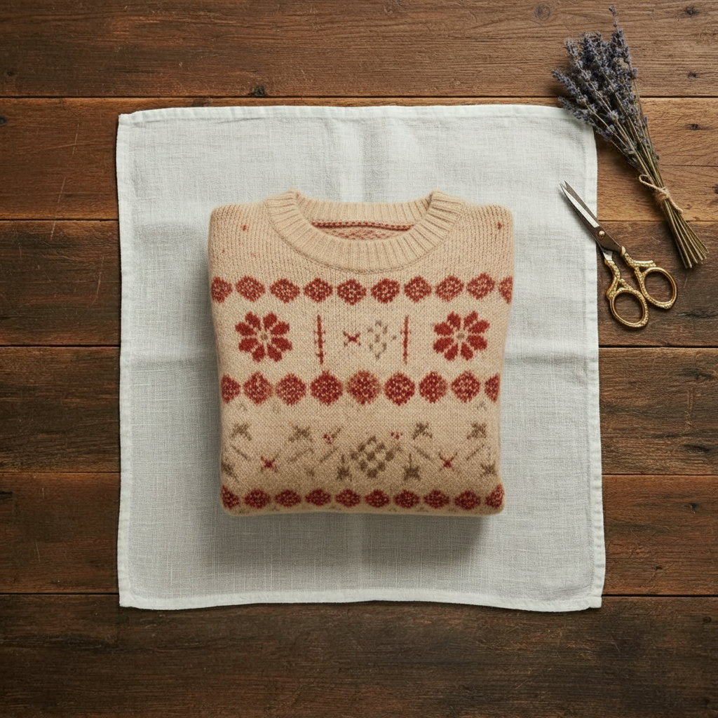 Cashmere Crew Neck Sweater with Fair Isle Pattern
